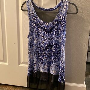 Jennifer Lopez. Large. Blue, white and black sleeveless with mesh and silver